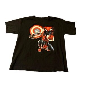 Boys Black Marvel Spiderman T-Shirt Size Large